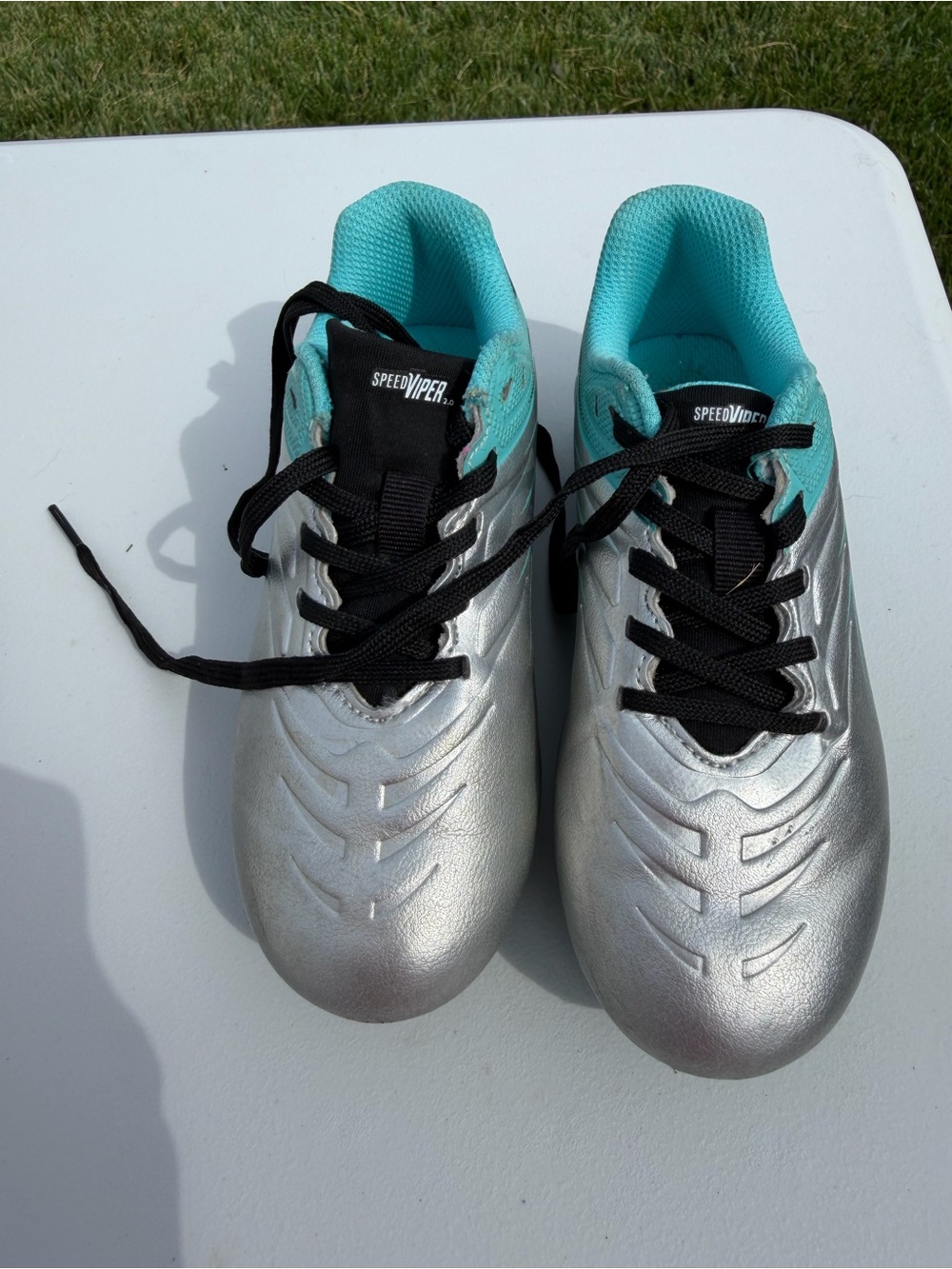 DSG Kids Silver Sneakers with Teal Lining